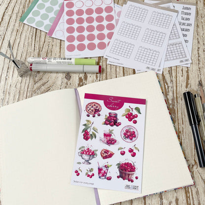 Zoete kersenstickers Zomerfruitplannerstickers