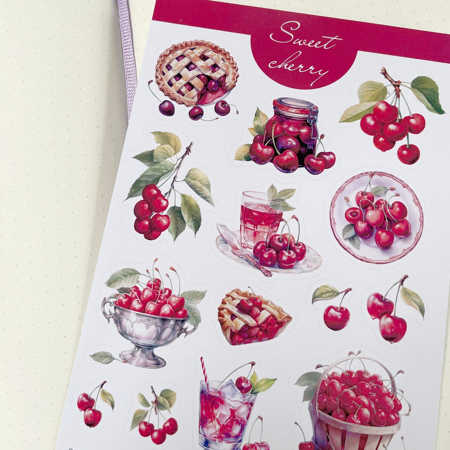 Zoete kersenstickers Zomerfruitplannerstickers