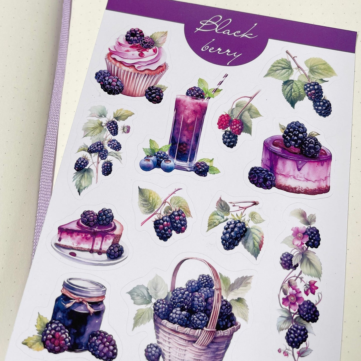 Blackberries stickers Summer fruit planner stickers