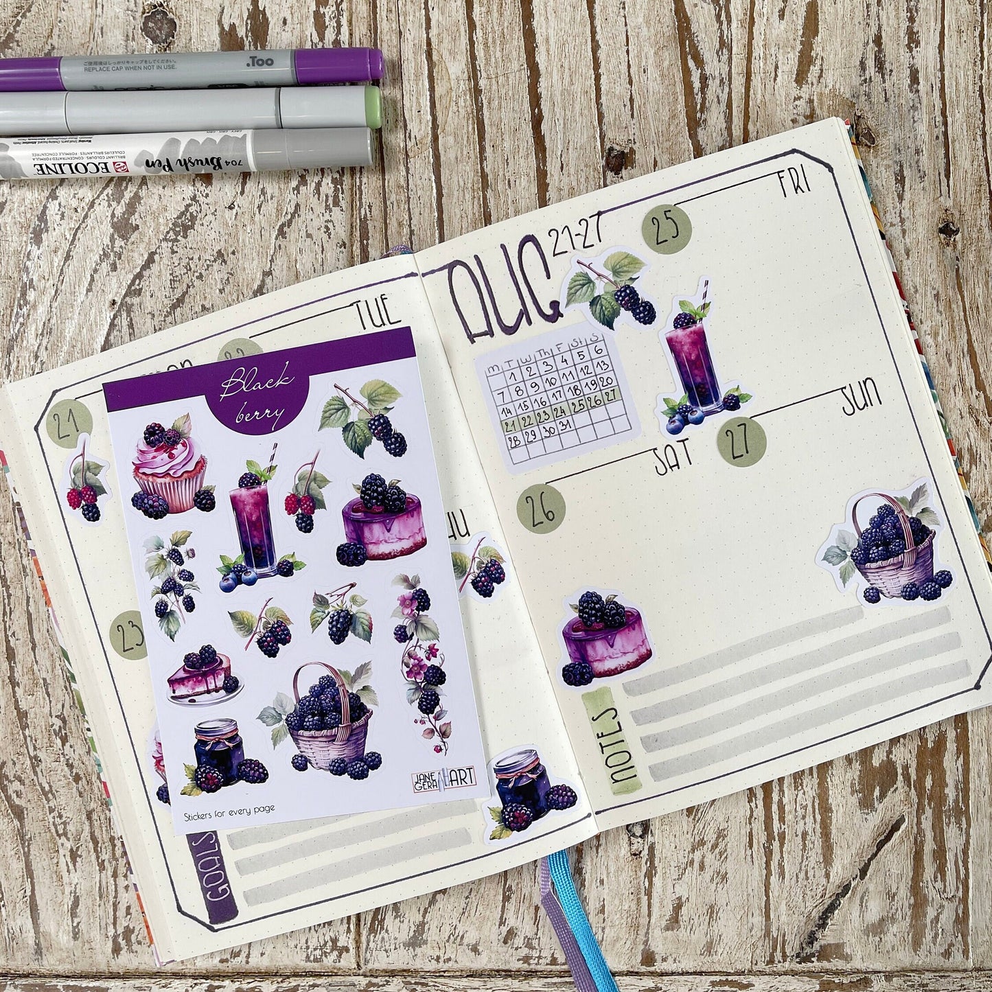 Bramen stickers Zomerfruit planner stickers