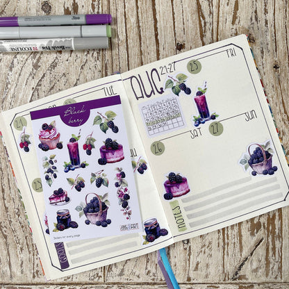 Blackberries stickers Summer fruit planner stickers