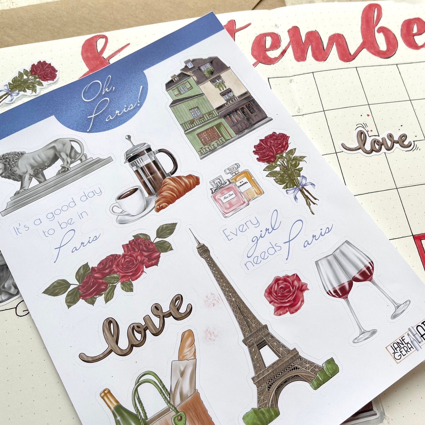 City of Love bujo-stickerset Parijs-stickers