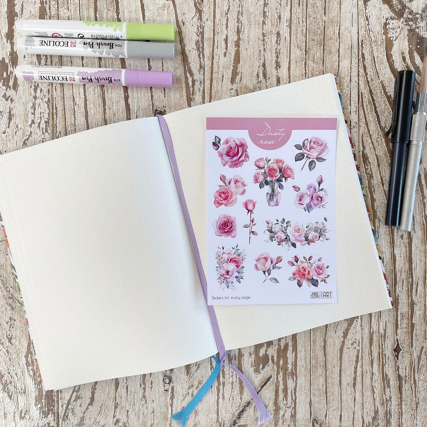 Dusty rose bujo stickervel