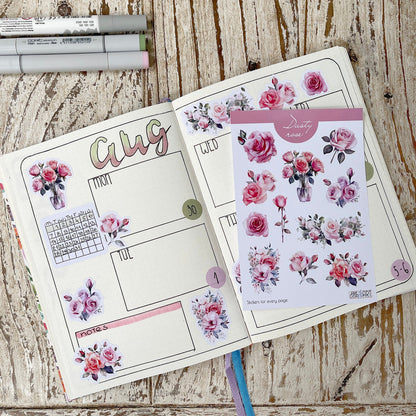 Dusty rose bujo stickervel