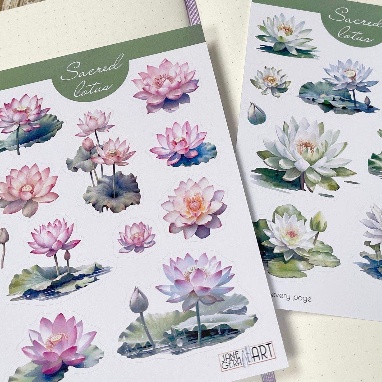 Sacred Lotus flower sticker set