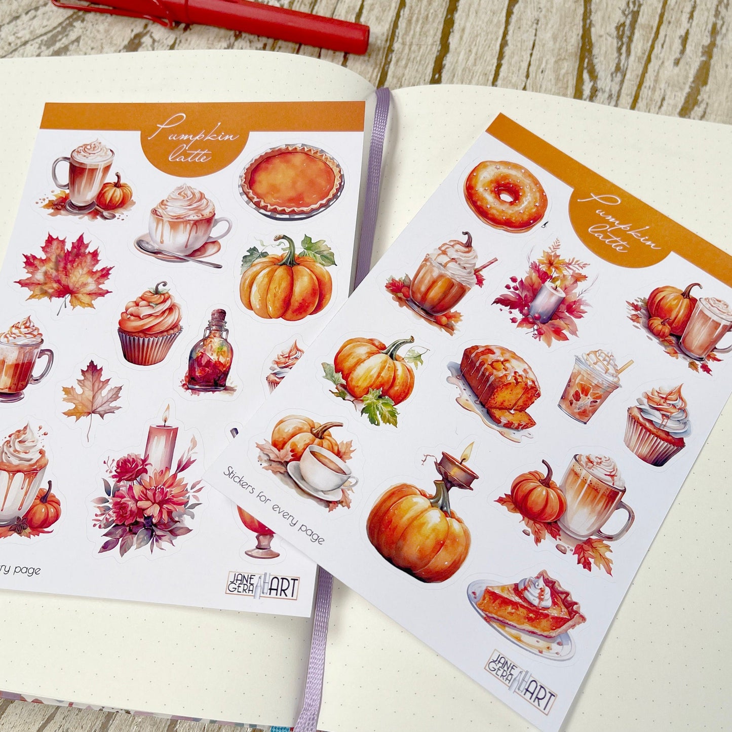 Pumpkin Latte bujo sticker set